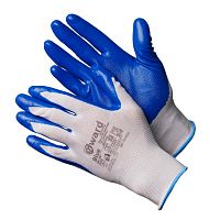 Блу (Blue) N2002B Перчатки из полиэстера/нейлона белые с синим нитриловым покрытием